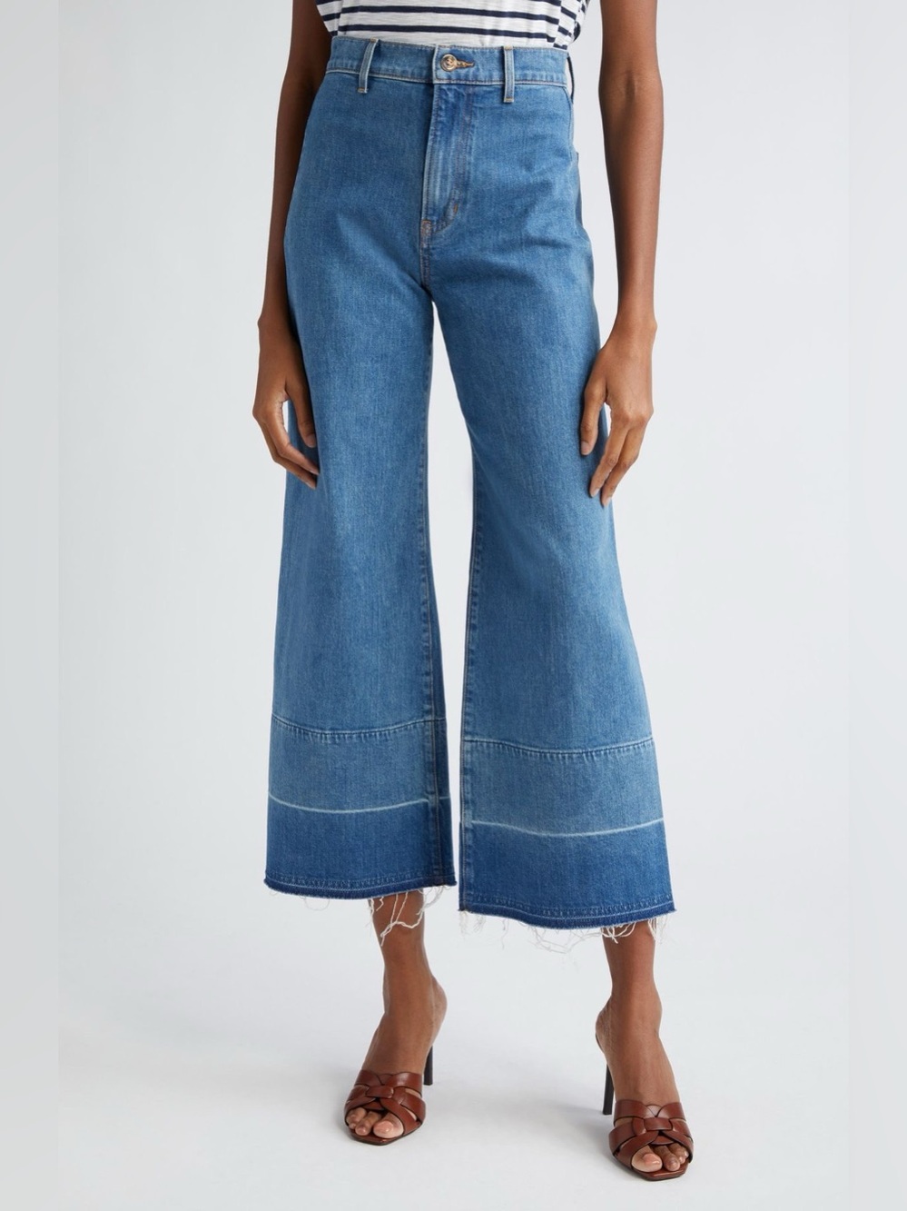 Veronica Beard Grant Globetrotter Moon Wide Leg Crop Jean size 28